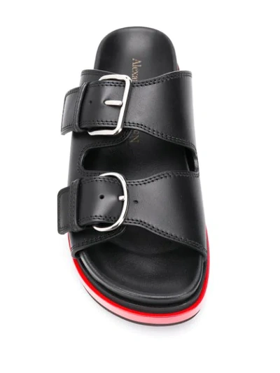 Shop Alexander Mcqueen Trompe L'oeil Slide Sandals In Black