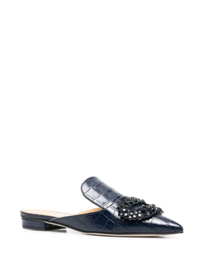 Shop Giannico Daphne Embellished Slippers In Blue