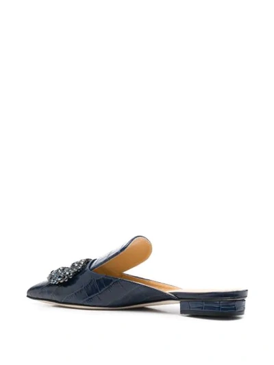 Shop Giannico Daphne Embellished Slippers In Blue