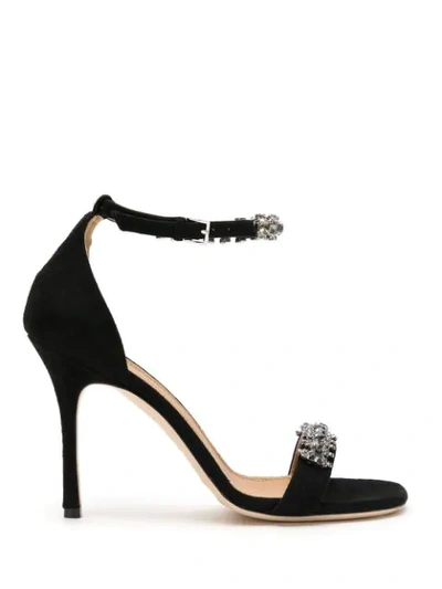Tory Burch Penelope Crystal embellished Sandals In Perfect Black