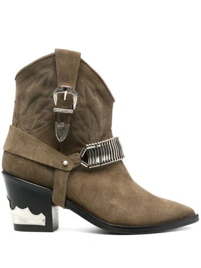 Shop Toga Suede Cowboy Boots In Green