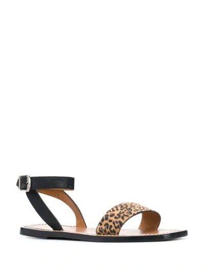 Shop Golden Goose Leopard-print Leather Sandals In Black