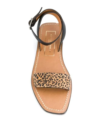 Shop Golden Goose Leopard-print Leather Sandals In Black