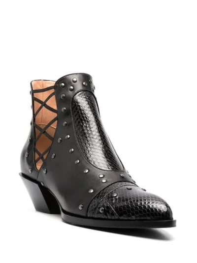 Shop Alexa Wagner Snake-effect Ankle Boots In Black