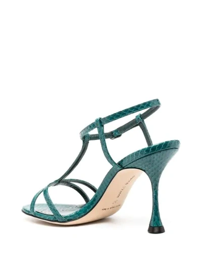 Shop Manolo Blahnik Snakeskin-effect Strappy Sandals In Green