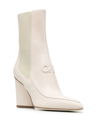 Shop Ferragamo Gancini Booties In Neutrals