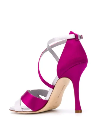 Shop Manolo Blahnik Anna Strappy Sandals In Purple