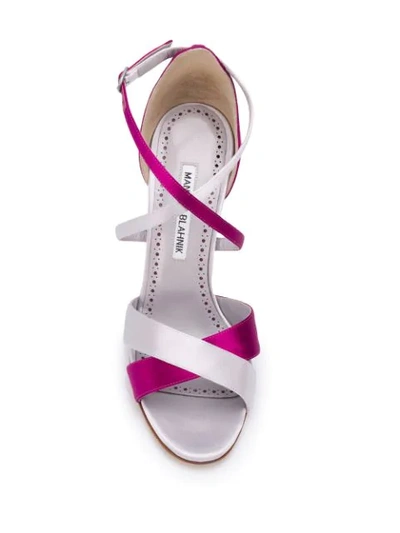 Shop Manolo Blahnik Anna Strappy Sandals In Purple