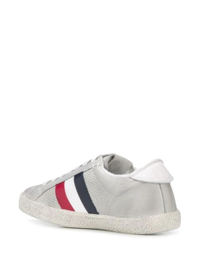 Shop Moncler Distressed-effect Stripe Detail Sneakers In Grey