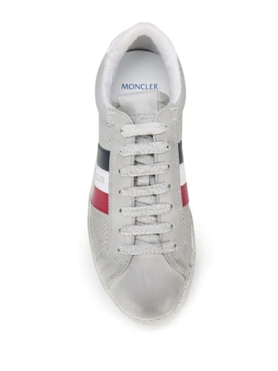 Shop Moncler Distressed-effect Stripe Detail Sneakers In Grey