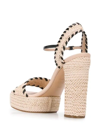 Shop Casadei Woven Platform Sandals In Neutrals