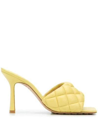 Shop Bottega Veneta Padded Quilted 100mm Sandals In Yellow