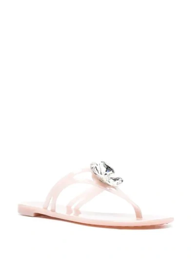 Shop Casadei Four-leaf Clover Jelly Sandals In Neutrals