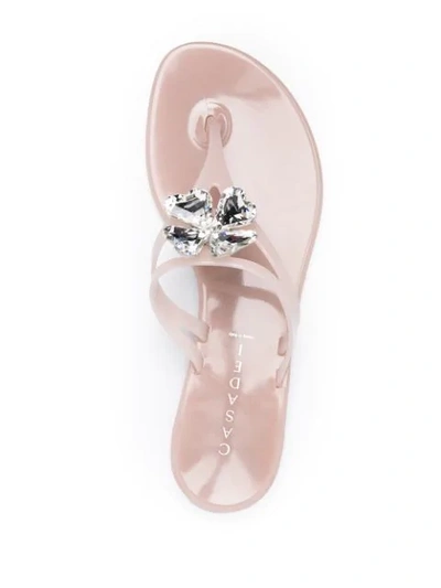 Shop Casadei Four-leaf Clover Jelly Sandals In Neutrals