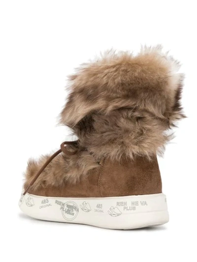 Shop Premiata Lace-up Faux-fur Boots In Brown