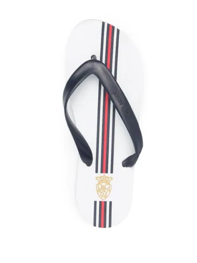 Shop Dolce & Gabbana Striped Insole Flip-flops In White