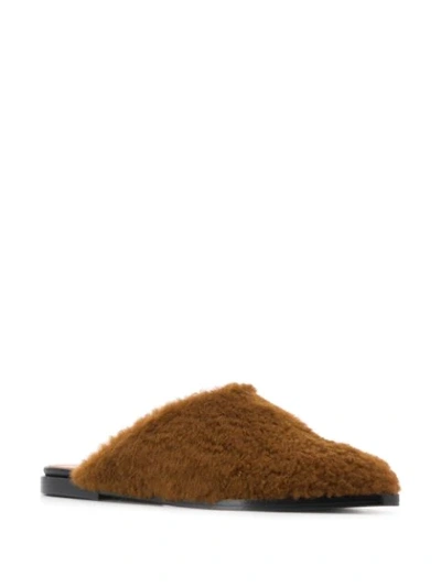 Shop Atp Atelier Shearling Slippers In Brown