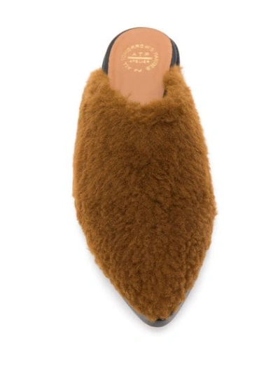 Shop Atp Atelier Shearling Slippers In Brown