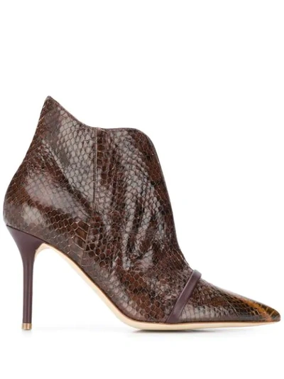 Shop Malone Souliers Cora Snakeskin-effect 85mm Boots In Brown