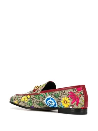 Shop Gucci Flora Gg Supreme Loafers In Red