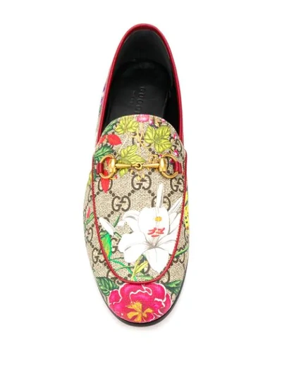 Shop Gucci Flora Gg Supreme Loafers In Red