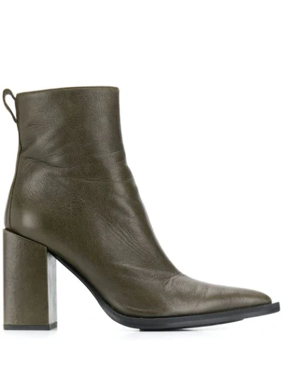 Shop Ami Alexandre Mattiussi Chunky Heel Ankle Boots In Green