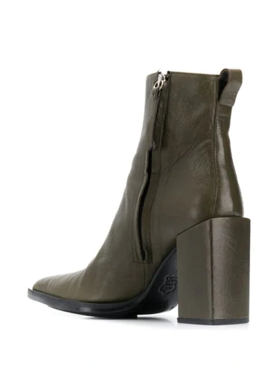 Shop Ami Alexandre Mattiussi Chunky Heel Ankle Boots In Green