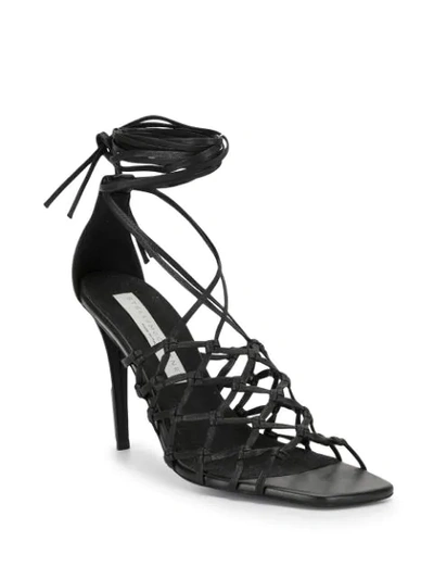 Shop Stella Mccartney Ankle-tie Lattice Sandals In Black