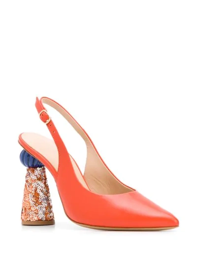 Shop Jacquemus Les Chaussures Loiza Sequinned Pumps In Orange