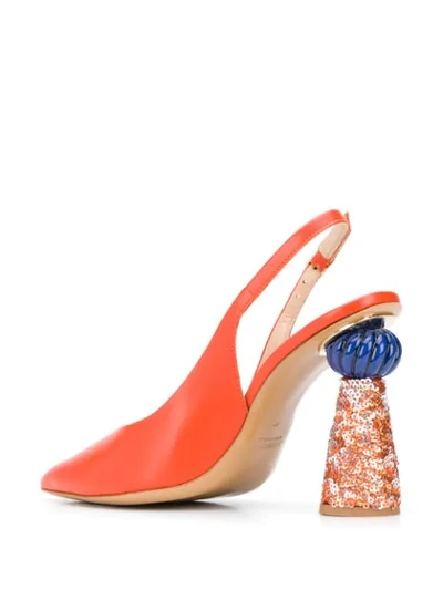 Shop Jacquemus Les Chaussures Loiza Sequinned Pumps In Orange