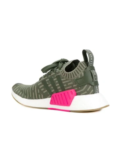 Adidas Originals Nmd R2 Leather-trimmed Primeknit Sneakers In Green