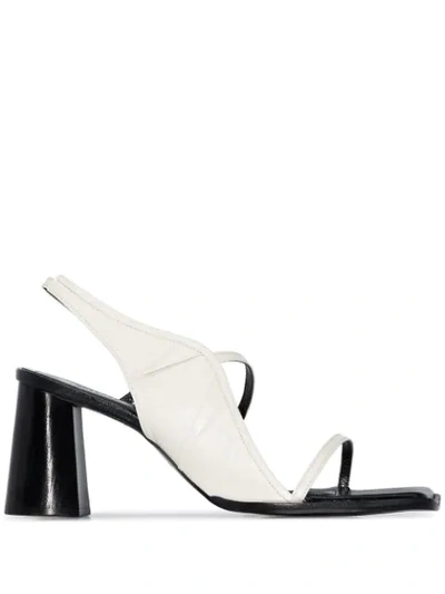Shop Salondeju Two-tone Slingback Sandals In White