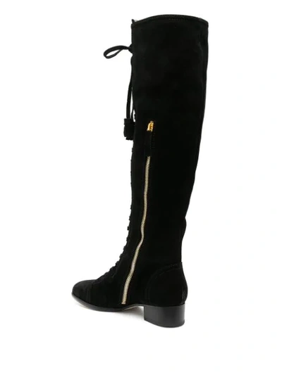 Alberta Ferretti Lace-up Tassel Boots In Black