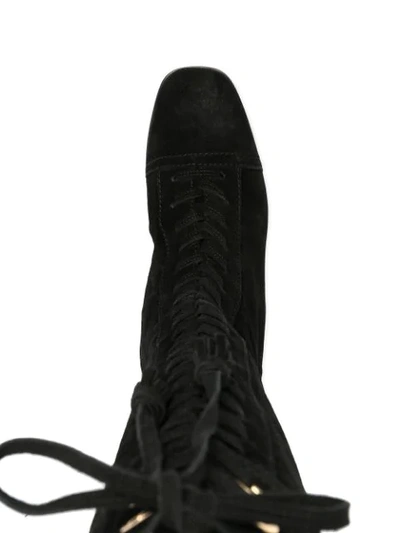 Alberta Ferretti Lace-up Tassel Boots In Black