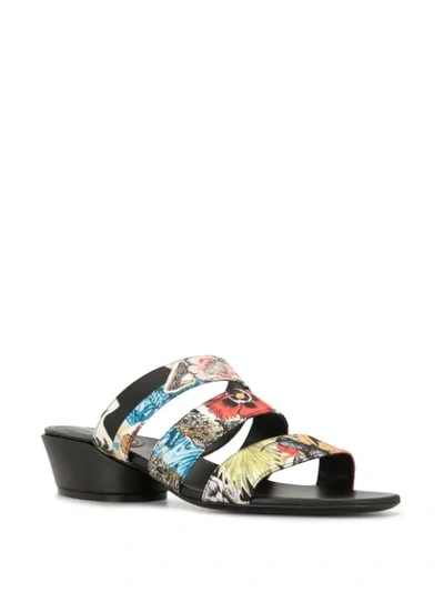 Ferragamo Floral-print Sandals In Black