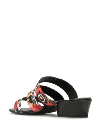 Ferragamo Floral-print Sandals In Black