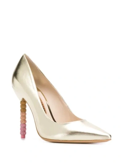 Shop Sophia Webster Coco Crystal-beaded Heel Pumps In Gold