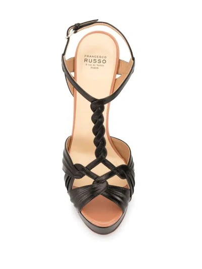 Shop Francesco Russo High-heel T-bar Sandals In Black