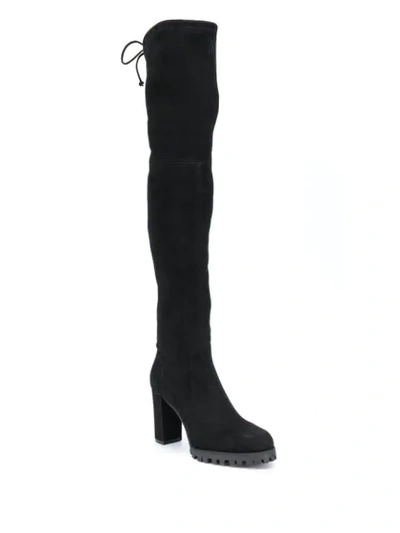 Shop Stuart Weitzman Thigh High Chunky Heel Boots In Black