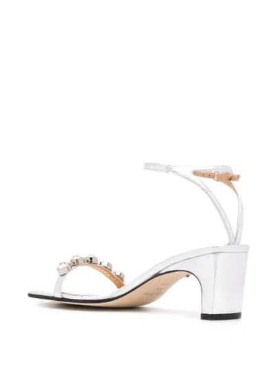 Shop Sergio Rossi Faux-gem Embellished Metallic Sandals In Silver