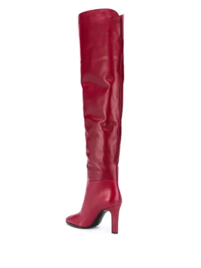 Shop Saint Laurent Jane Over-the-knee Boots In Red