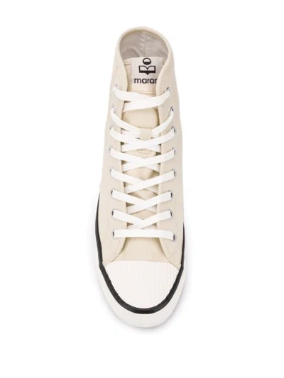 Shop Isabel Marant Logo-print Canvas Sneakers In Neutrals