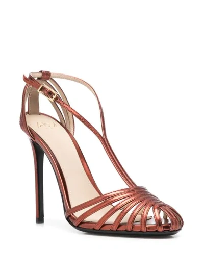 Shop Alevì Metallic-finish Buckle-strap Sandals In Brown