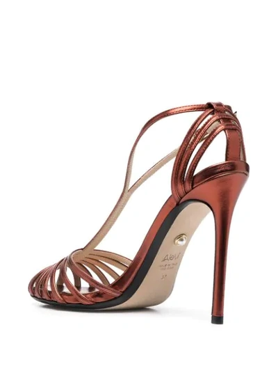 Shop Alevì Metallic-finish Buckle-strap Sandals In Brown