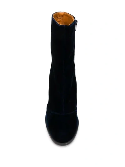 Shop Chie Mihara Fargo Silk Velvet Boots In Blue