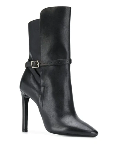 Shop Saint Laurent High-heeled Pointed Ankle Boots In Black