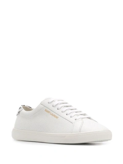 Shop Saint Laurent Andy Perforated Leather Sneakers In White