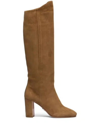 Shop Prada Knee-high Boots In Brown