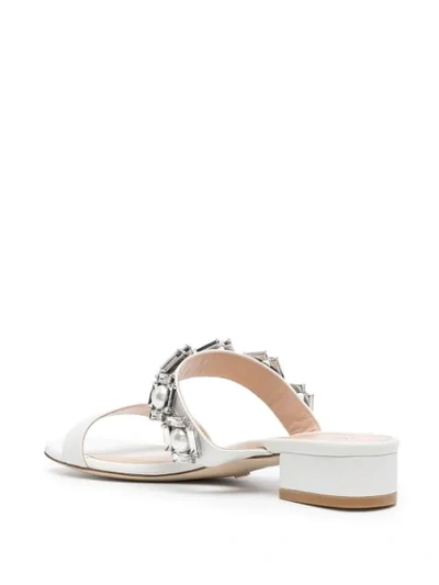 Shop Stuart Weitzman Heidi 35mm Rhinestone-embellished Sandals In White