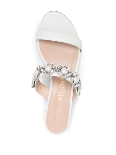 Shop Stuart Weitzman Heidi 35mm Rhinestone-embellished Sandals In White
